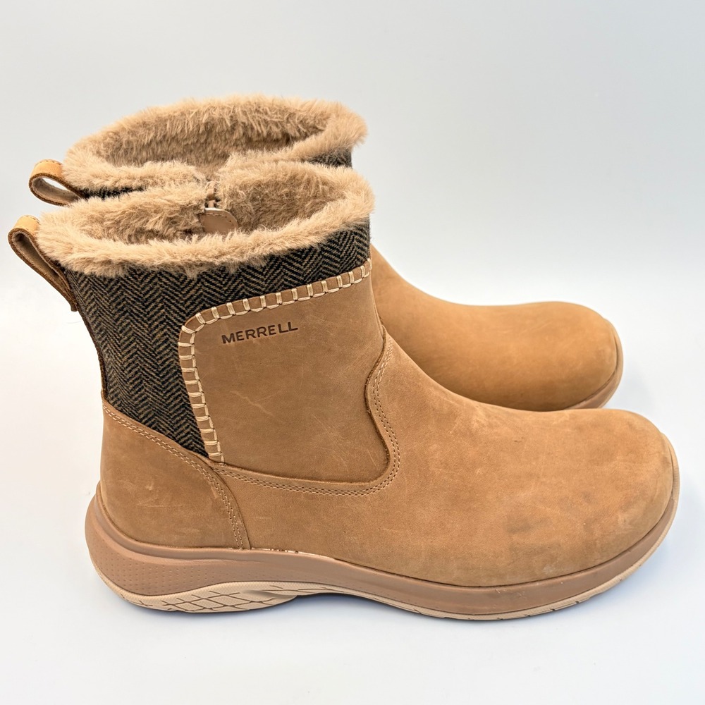 Merrell Women's 9.5 Encore Ice 5 Mid Zip Otter Waterproof Faux Fur Fleece Lined - Picture 13 of 13